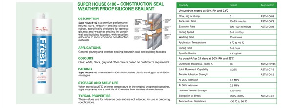 SUPER HOUSE 6100-CONSTRUCTION SEAL WEATHER PROOF SILICONE SEALNT