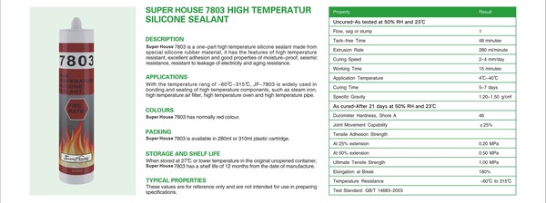 SUPER HOUSE 7803 HIGH TEMPERATUR SILICONE SEALANT