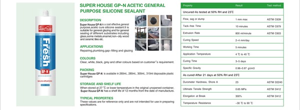 SUPER HOUSE GP-N ACETIC GENERAL PURPOSE SILICONE SEALANT